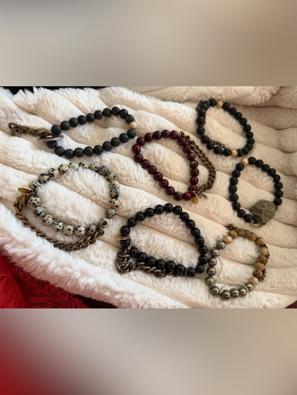 Beaded Stretch Bracelet Set - Mixed Colors 7 bracelets